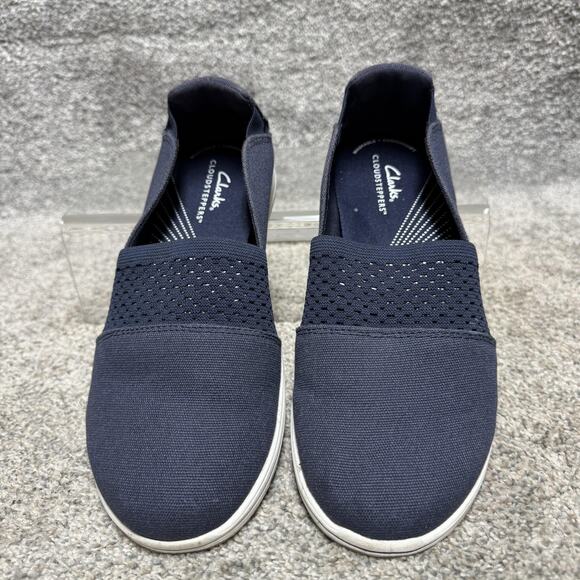 Clarks Cloudsteppers Shoes Womens Size 8 Navy Blue Slip On Washable Cushion Soft - Picture 6 of 9
